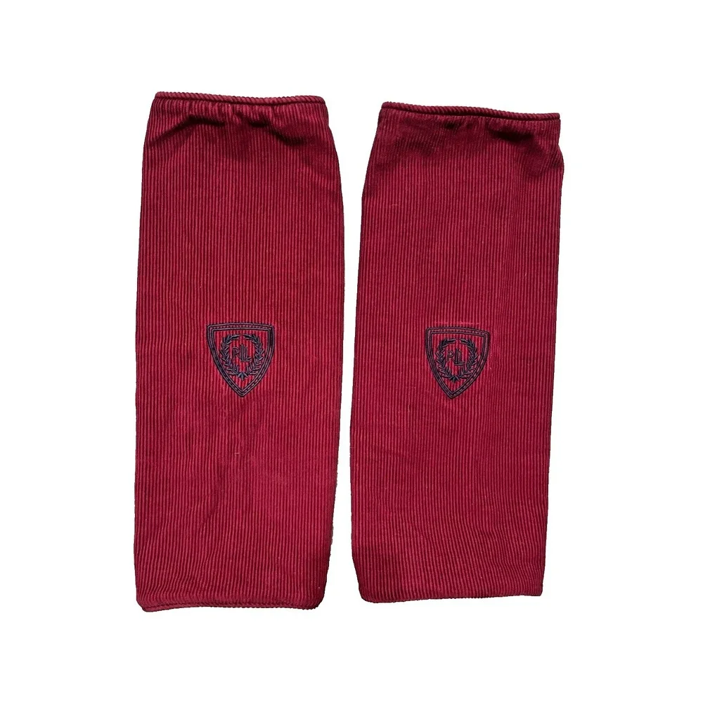 Vtg Pr Ralph Lauren Embroidered LRL CREST Red Corduroy Cotton Pillow Cover 18x20